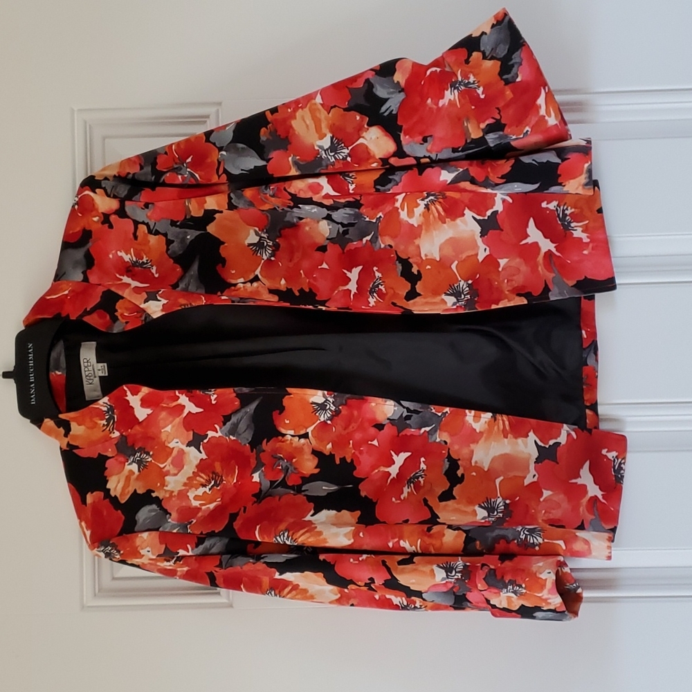 Kasper Bold floral suit jacket Business Work Office Church Maximalist Preppy